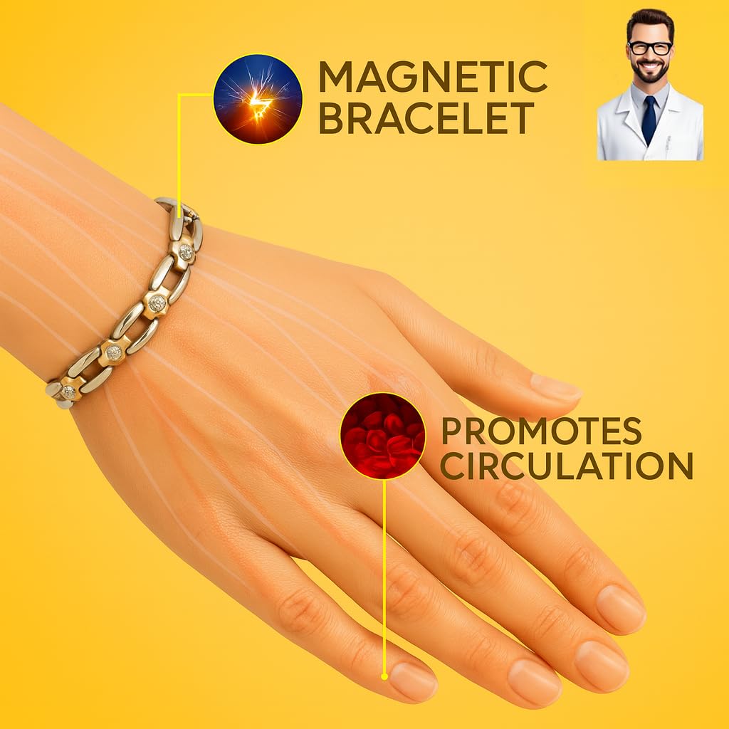 38 Magnetic Bracelet for Women, Titanium Germanium Bracelet, Silver Rose Gold Adjustable Women’s Jewelry Gift with Sizing Tool