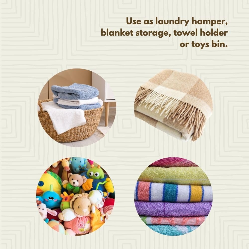Blue African Woven Hamper with Lid