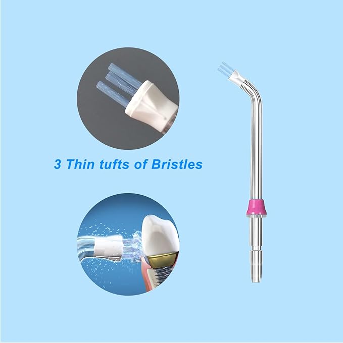 Replacement Tips Compatible with Waterpik Water Flosser and Other Oral Irrigators, Plaque Remove Bristles (6 Plaque Chaser Tips)