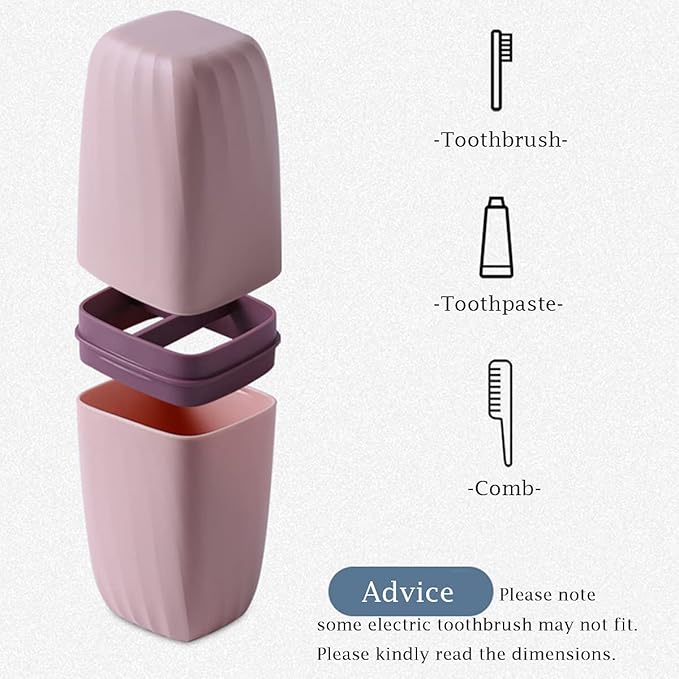 Travel Toothbrush Cup Case,Toothbrush Holder with Cover Travel Toothbrush Containers Portable Toothpaste Storage Toothbrush Case and Carrier for Camping School Business Trip Bathroom (Dark blue)