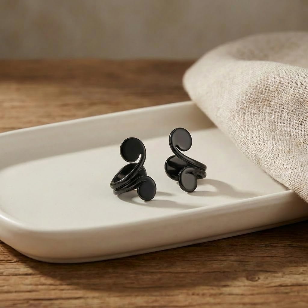 12mm Keloid Pressure Earrings for Women and Men | Clip on Compression Earring for Swelling Keloids | Acupressure Earrings for Her (Acupressure Black)