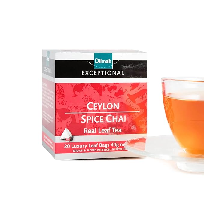Dilmah Exceptional Ceylon Spice Chai Special Black Tea-20 Luxury Leaf Tea Bags