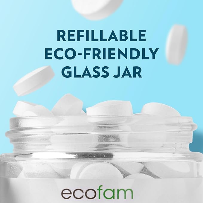 ECOFAM Peppermint Mouthwash Tablets - Chewable Tablet for Fresh Breath Fluoride Free Alcohol Free Travel Size Mouthwash - 90 Tablets