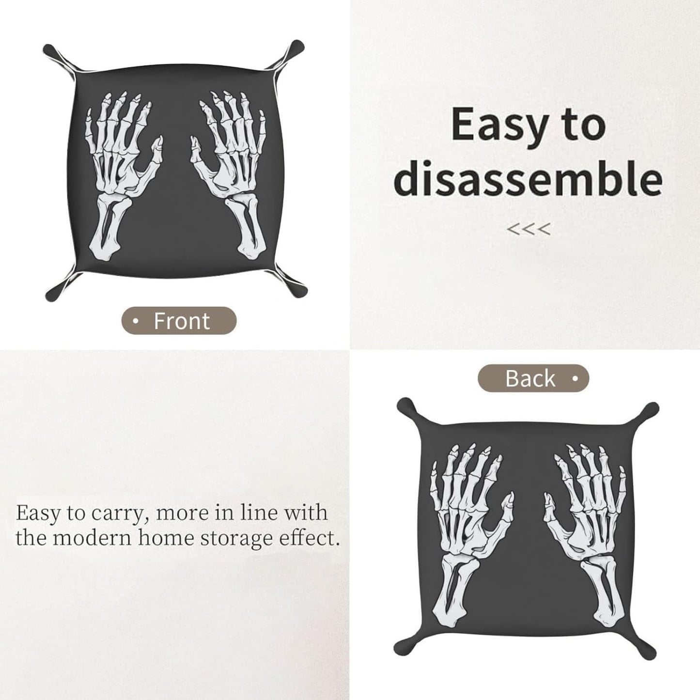 Skeleton Skeletal Hands Valet Tray Catchall Trays Key Organizer Leather Tray Night Stand Organizer Bedside Vanity Trays Decor for Entryway Table
