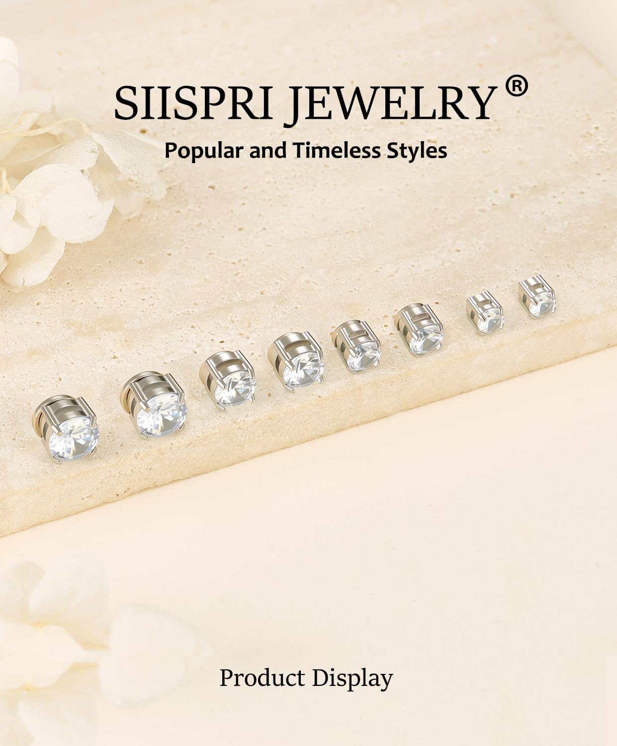 SIISPRI 4-7MM Magnetic Stud Earrings for Women Men Clip on Stud Earring Hypoallergenic Fake Earring Unisex Non Piercing Shiny Round CZ Halo Studs Diamond Earrings (Sliver)