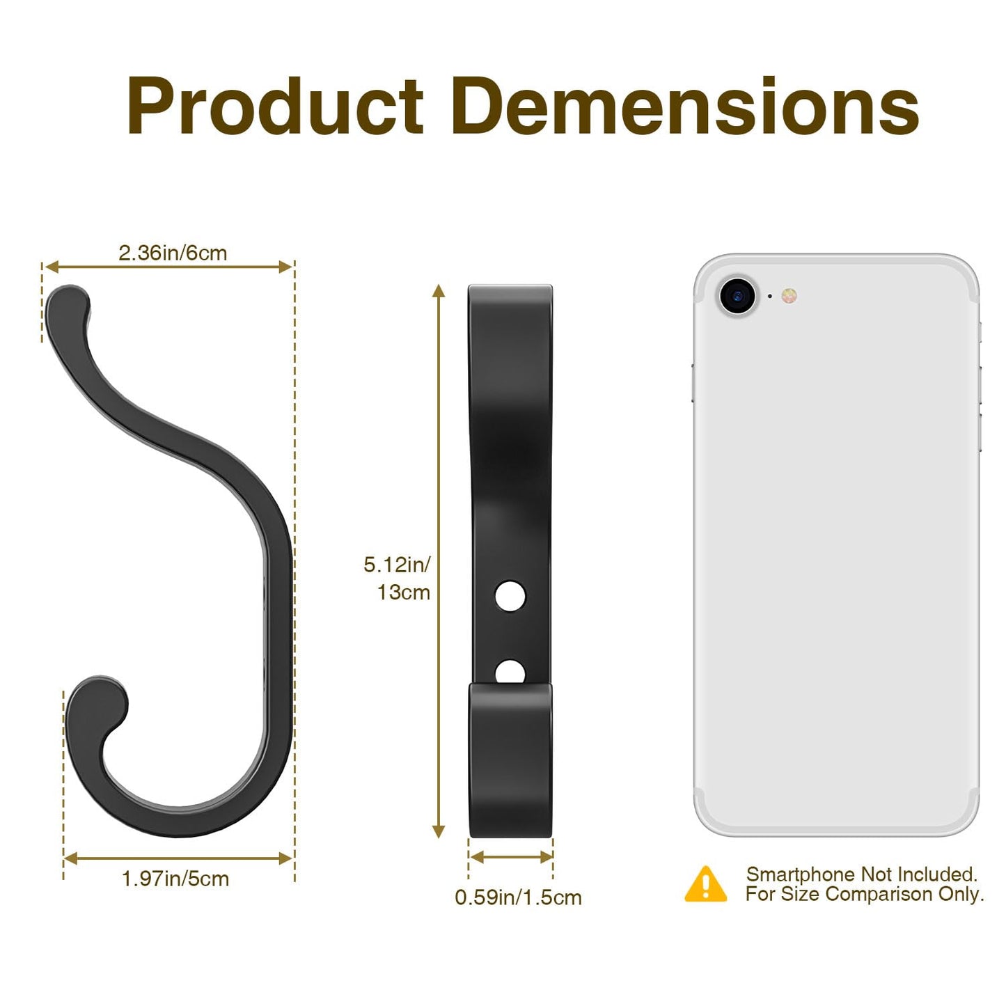 bussdis Wall-Mount Coat Hooks, Heavy Duty 30LB Hooks for Hanging Coats, Bags, Backpacks, Keys, Hats – Black Metal Hooks for Wall,Door (6 Pack)