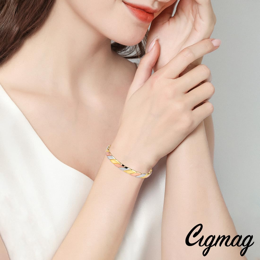 Cigmag Copper Bracelets for Women Pure Copper Bracelet Cuff Bangle Strength Magnet Adjustable