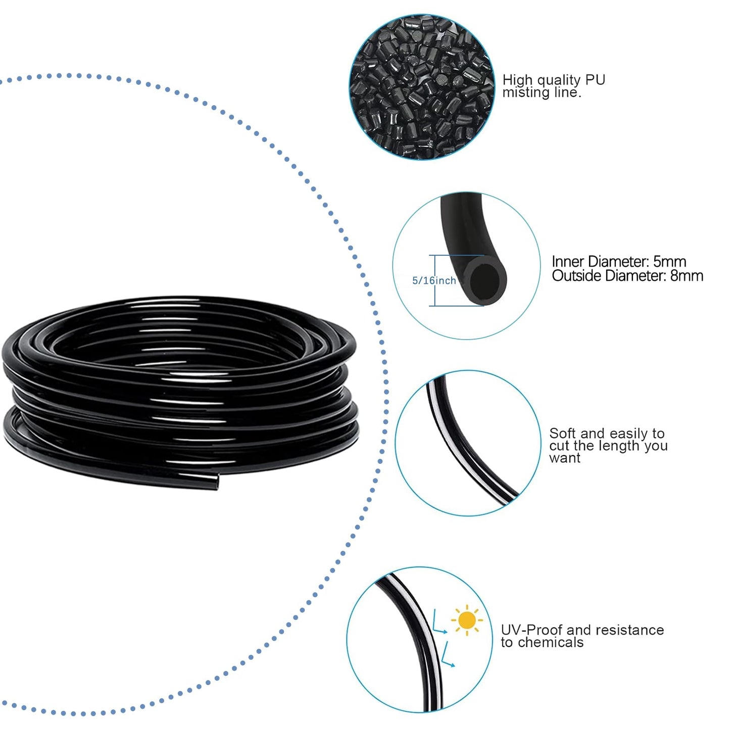 49.21Ft Drip Irrigation Kit Automatic Drip Irrigation System, 360° Bendable Garden Irrigation System, 5/16 inch Garden Watering System Adjustable Bendable Nozzle Copper Sprayer System for Garden