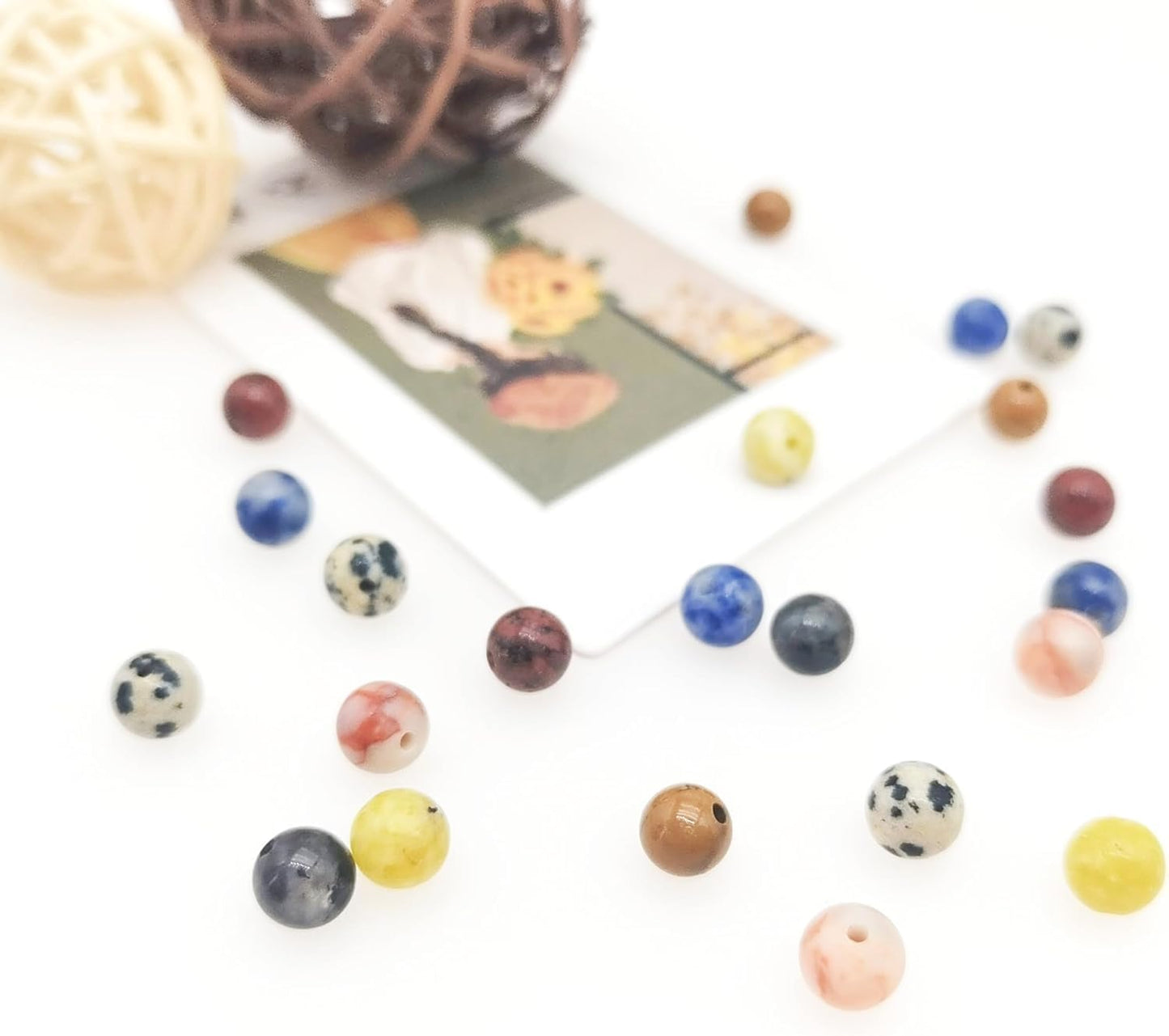 Basigeese 1120pcs Natural Stone Beads Polished Beading 6mm Loose Beads Gemstone Crystal Energy Stone Healing Power for DIY Jewelry Making (6mm 28 Materials A)