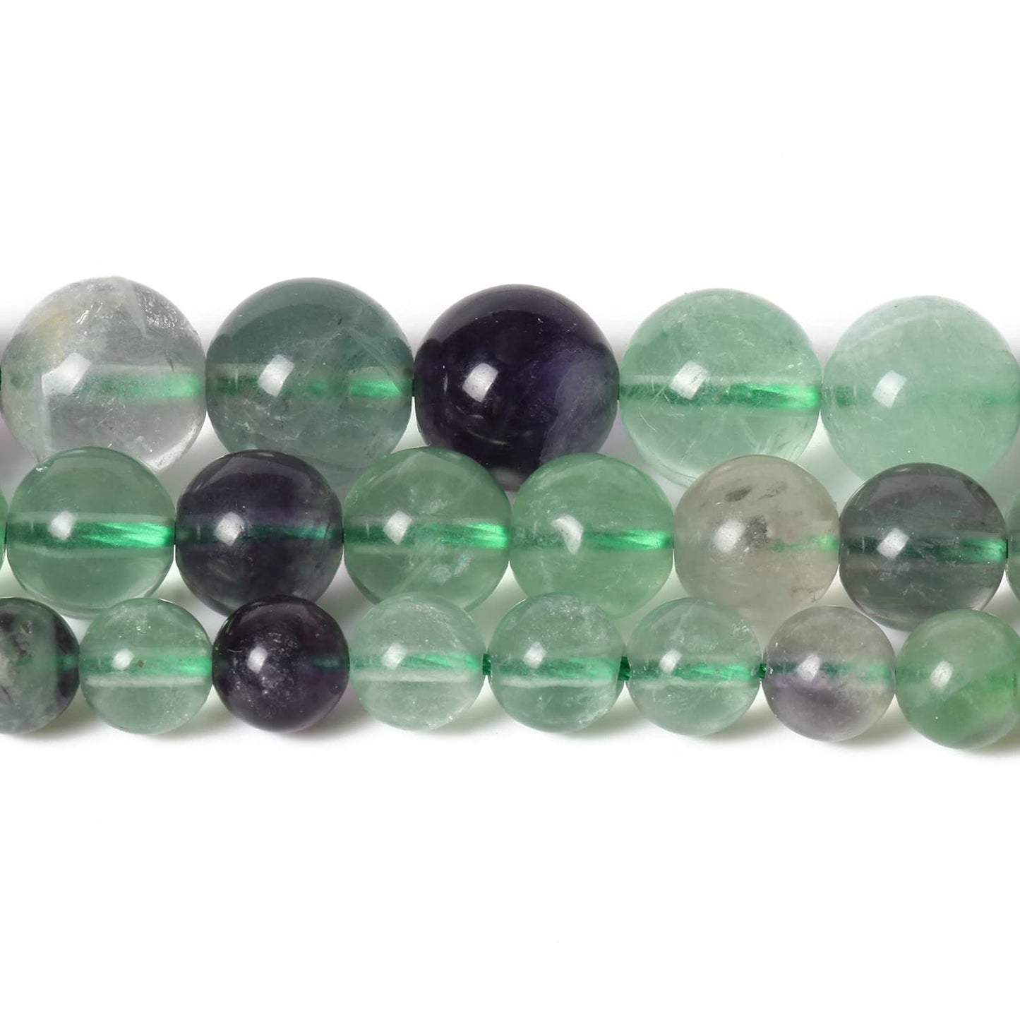 60pcs 6mm Natural Stone Beads Fluorite Beads Energy Crystal Power Gemstone for Jewelry Making, DIY Bracelet Necklace