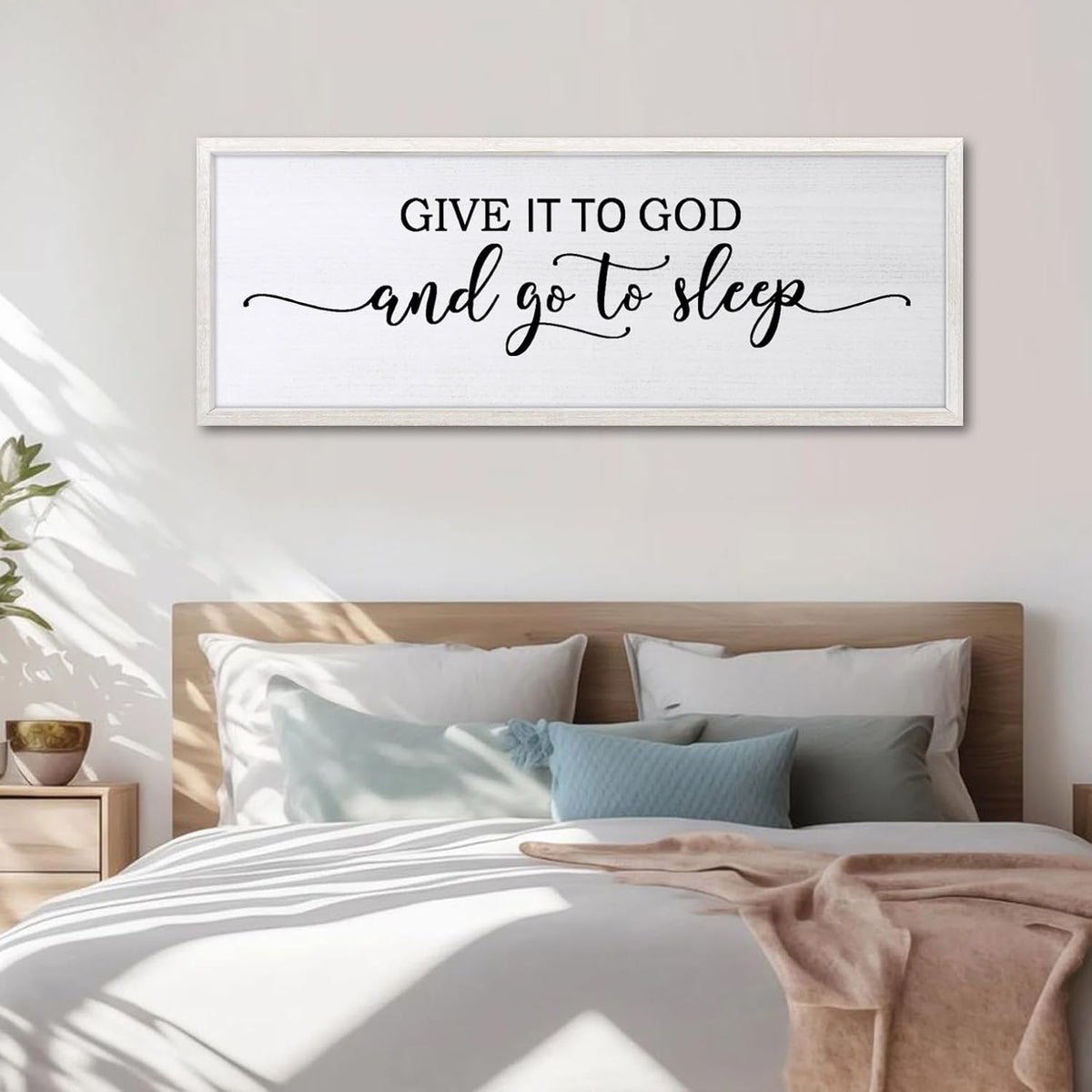 Sweet Dreams Above Bed Wall Decor Art 24"X10" Master Bedroom Over Bed Wall Wood Framed Sign (White)