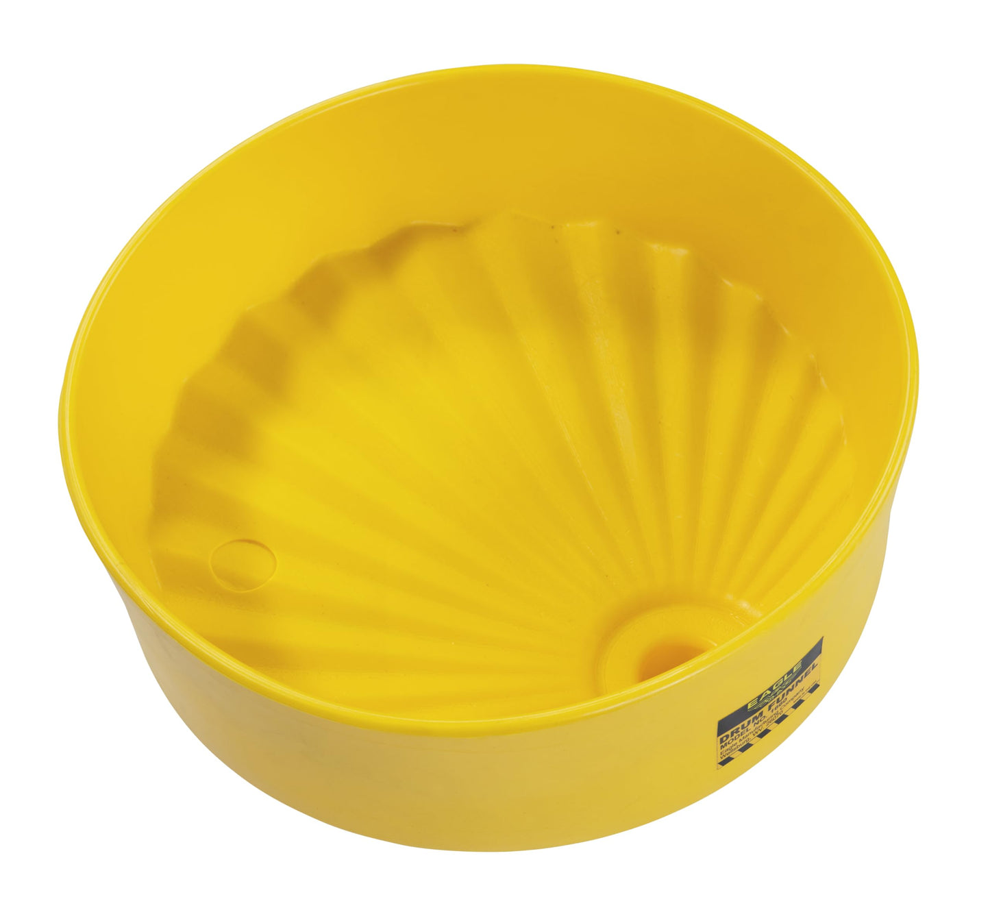 Eagle 1660 Drum Funnel – 18" Diameter, Yellow HDPE, Fits 30 & 55 Gallon Drums, 6" Side Walls to Reduce Splashing, Spout Fits 2" NPT Bung, Durable & Chemical-Resistant – Made in the USA