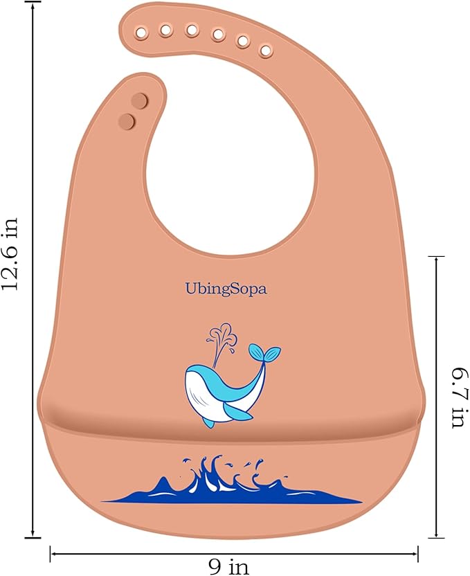 Silicone Baby Bibs – Adjustable, Soft, Waterproof & Durable, with Large Food-Catching Pocket, Feeding-Friendly