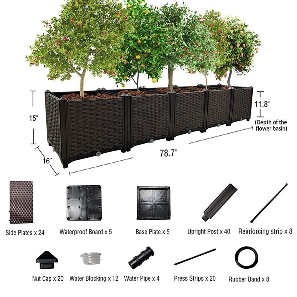 Souwuokoo Large Planters for Outdoor Plants Raised Garden Bed Kit Rectangular Elevated Plastic Garden Boxes for Gardening Vegetables Flowers in Backyard Patio Balcony