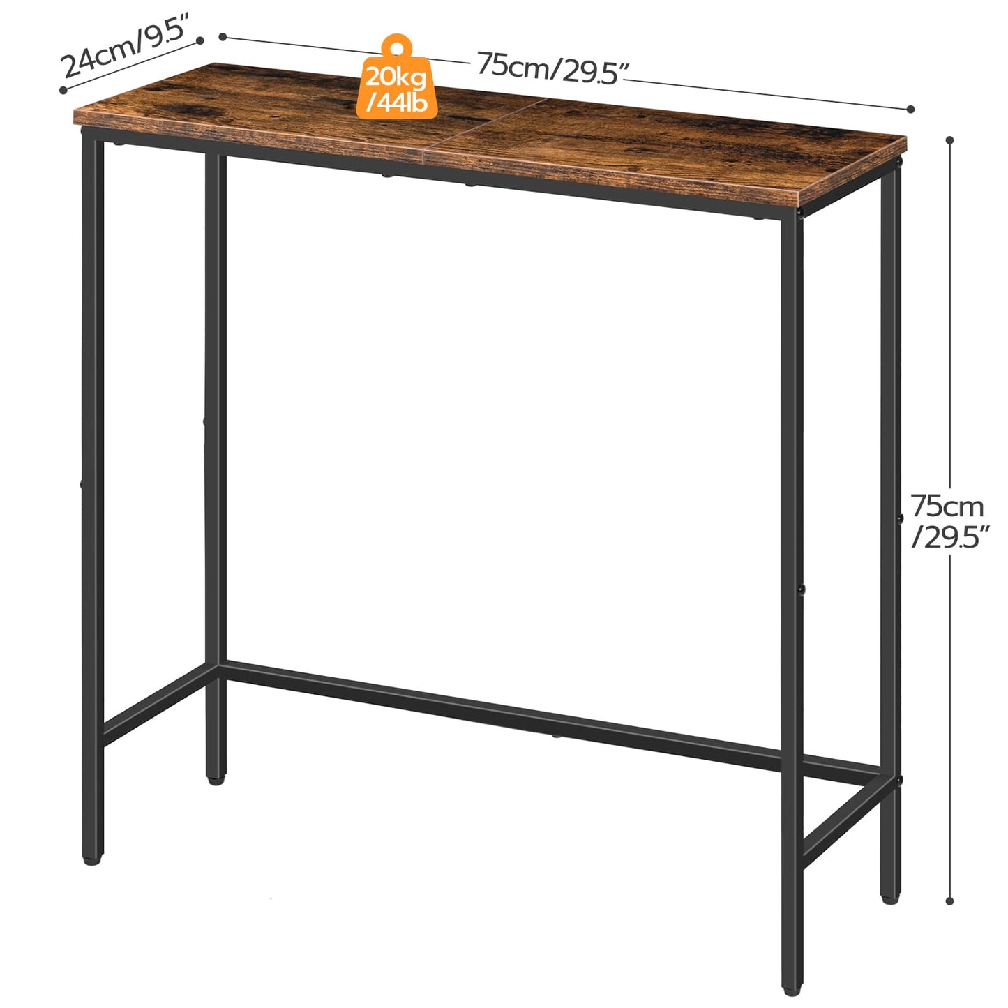 HOOBRO Console Table and Floating Shelves Bundle, Thin Sofa Side Display Table, Wall Mounted Shelf Set of 2, BF75XG01-BF80BJP201