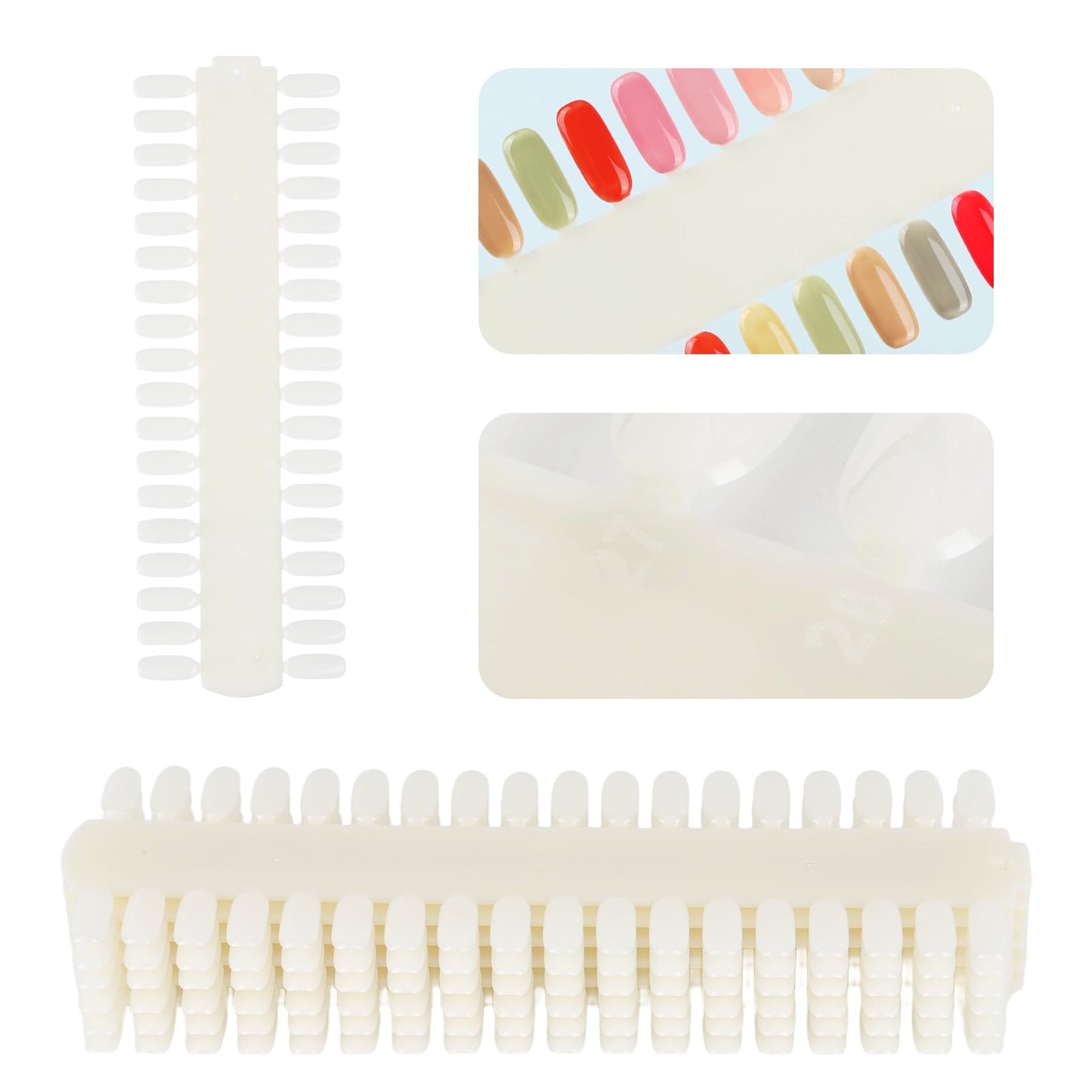 Tbestmax 3 Sets 216 Tips Nail Color Swatch, Double Layer Tips Clear Nail Color Display Palette Paint Practice Chart Swatches