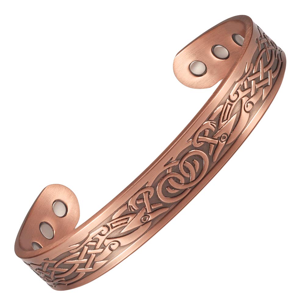 EnerCoppeX Copper Magnetic Bracelet for Women - Detox Jewelry with 3500 Gauss Magnet, Adjustable Cuff Bangle (K)