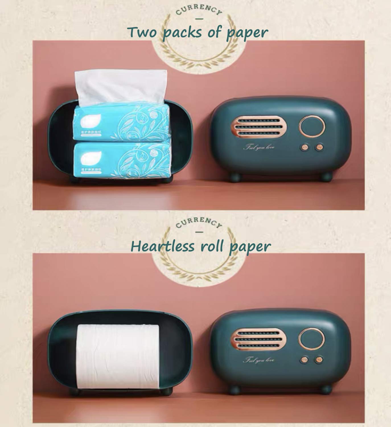 Retro Radio Shape Tissue Cover Box, Practical and Cute for Kitchen,Bathroom Vanity Countertops, Bedroom Dressers,Night Stands, Desks and Tables, Creative Gift (Retro Radio)
