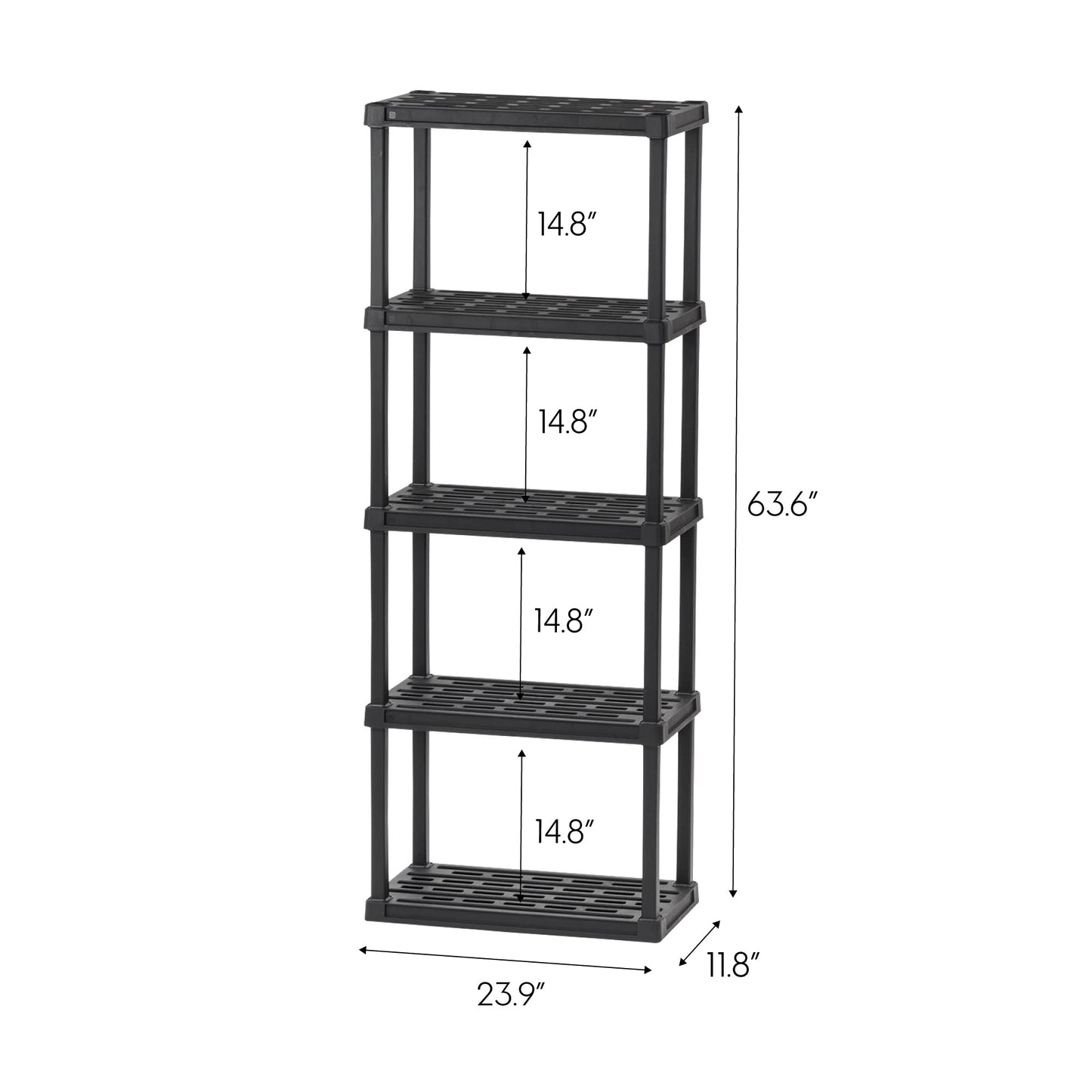 IRIS USA 3-Tier 58" H and 5-Tier 64" H Heavy Duty Storage Shelves Bundle, Recycled Plastic Home Organizers