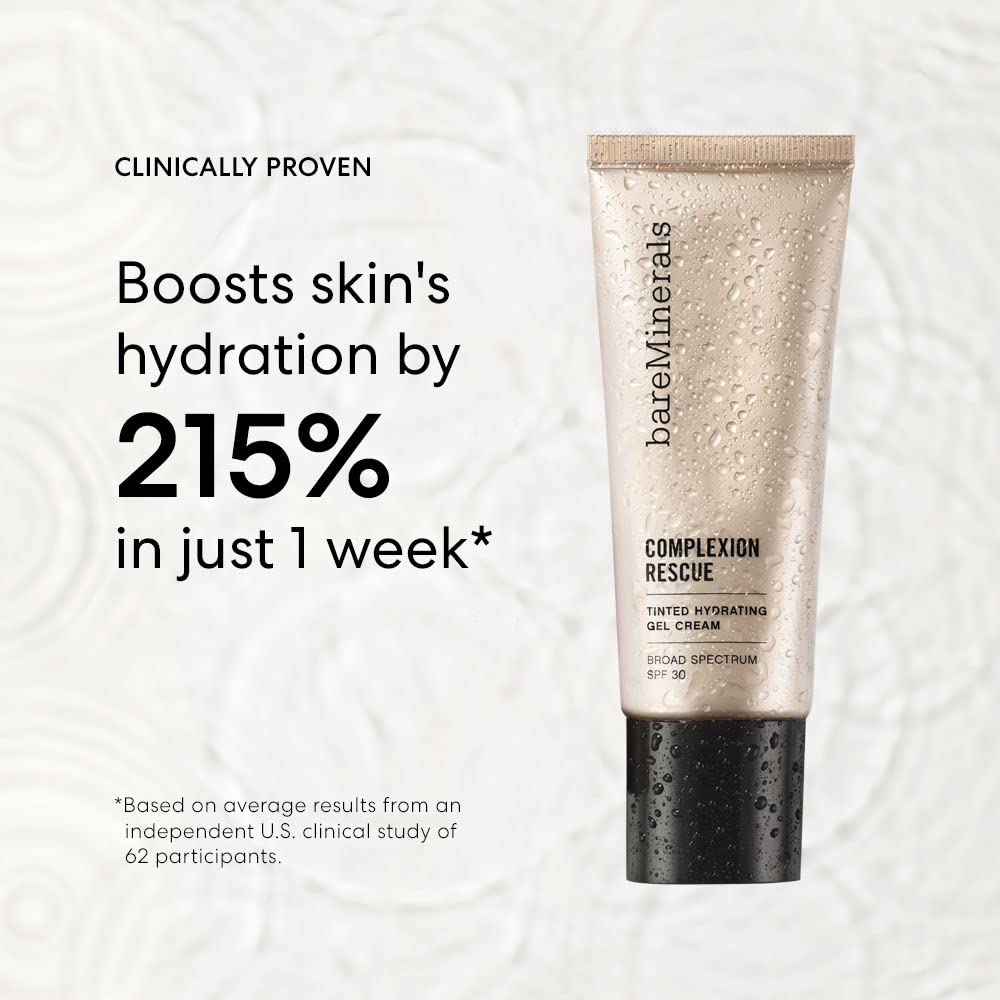 bareMinerals Complexion Rescue Tinted Moisturizer for Face with SPF 30 + Hyaluronic Acid, Hydrating Tinted Mineral Sunscreen for Face, Skin Tint, Vegan (Mahogany 11.5)