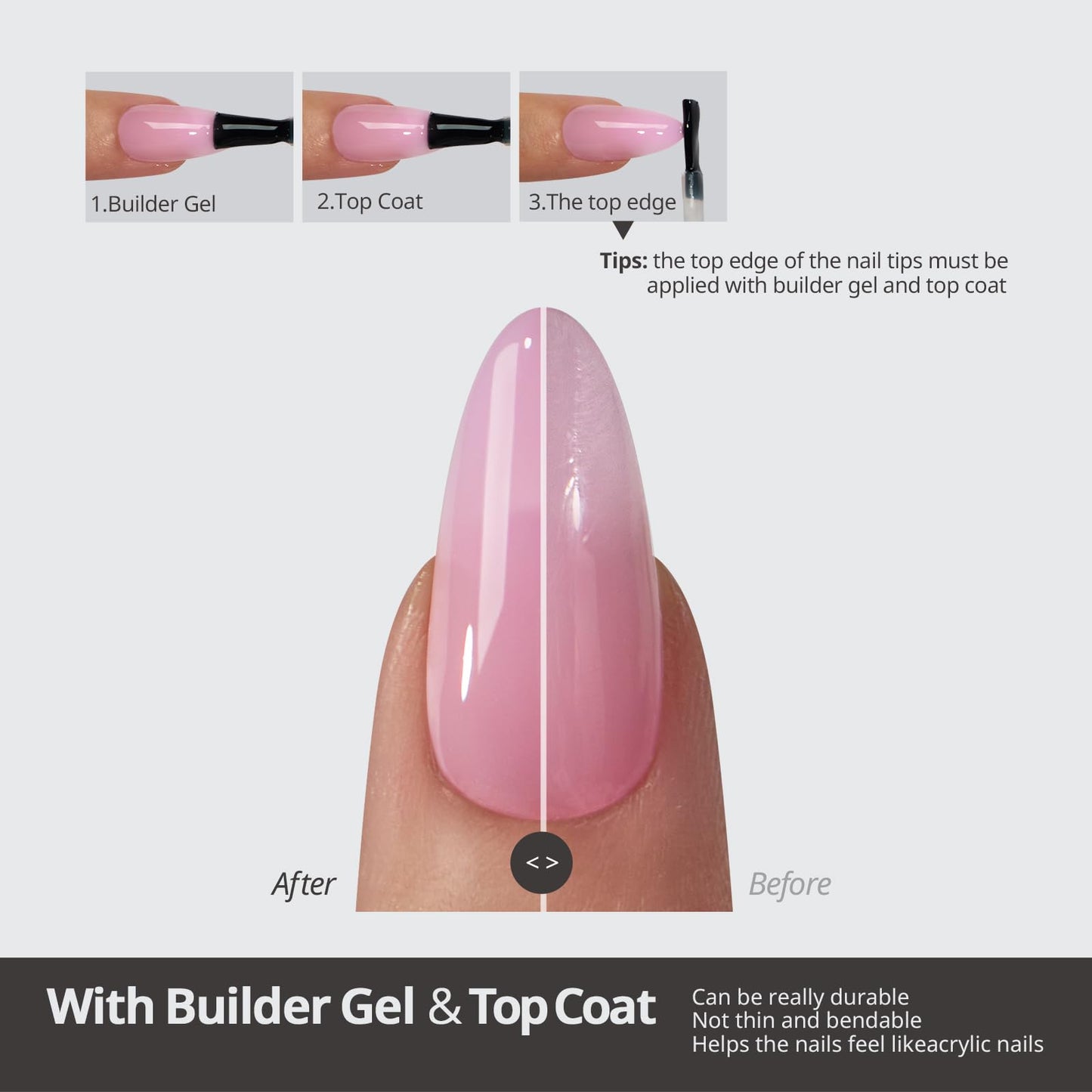 BTArtboxnails XCOATTIPS Bare 5-Shades Nude Press on Nails - 4-Week Wear Medium Coffin Press on Nails, Easy to Apply, Soak Off, Salon Quality Value at Home, 16 Sizes - 160 Fake Nails