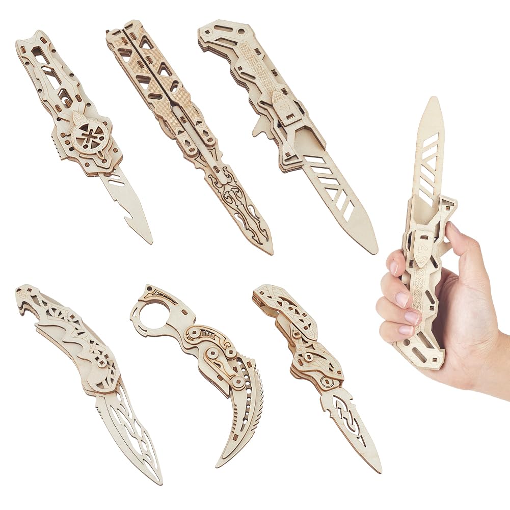 AHANDMAKER 6 Pcs 3D Wooden for Adults Assembly Wood Crafts DIY Mechanical Model Building Kit for Personal Challenge Brain Teaser Hobby Gift Idea Home Decoration