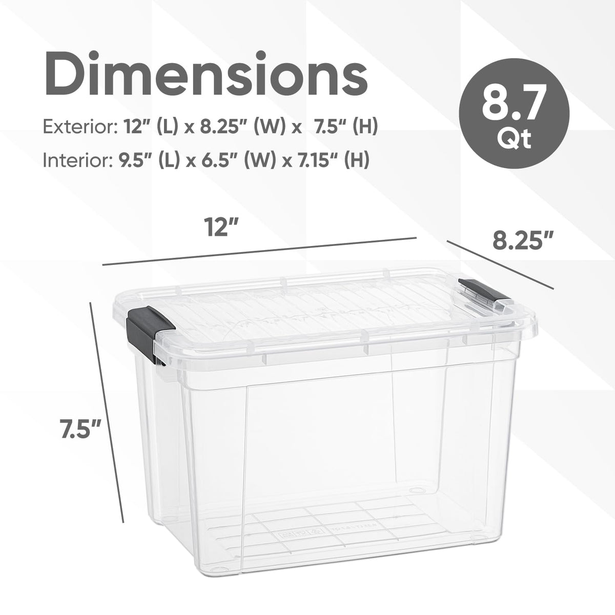 Clear Storage Boxes with Lids (8 Count)