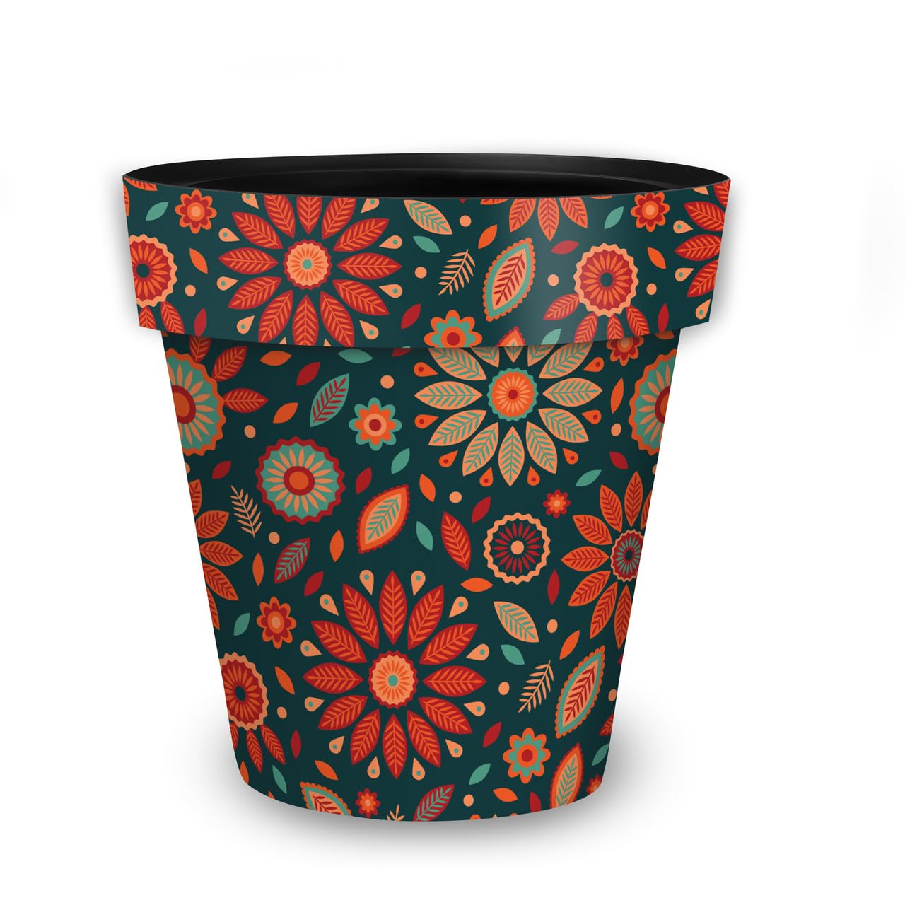 Briarwood Lane Orange and Teal Medium Floral Planter
