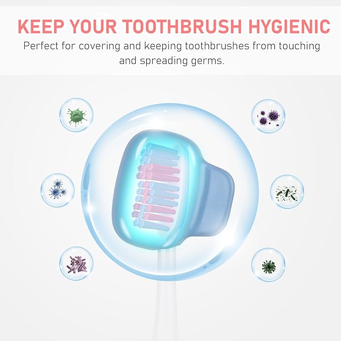 Toothbrush Covers Caps Family Pack:Tooth Brush Coveres Travel Case Protector Plastic Clip for Household Travel, Fits Electronic and Manual Toothbrushes for Adults Kids (4-color)