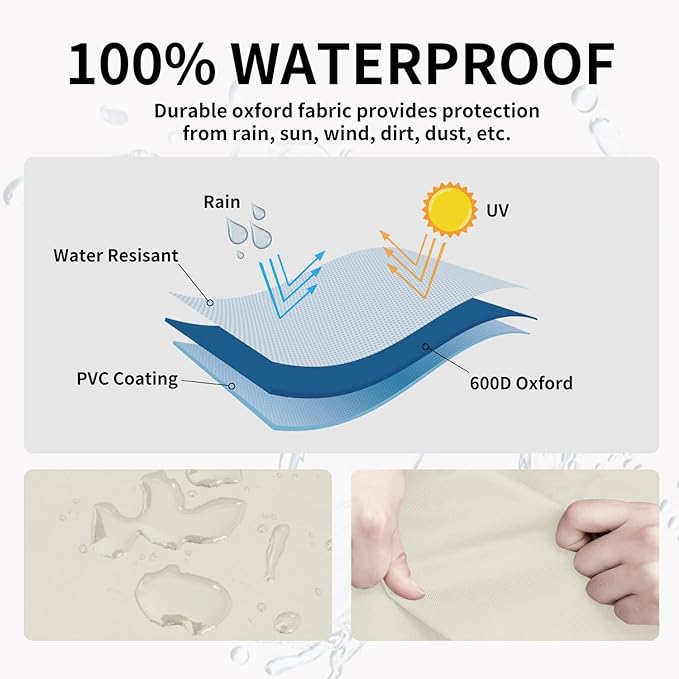 Easy-Going Waterproof Outdoor Couch Cover, Heavy Duty 3-Seater Patio Sofa Cover, Winchdproof Outdoor Furniture Cover with Air Vent (80Wx37Dx33H inch, Beige/Dark Brown)