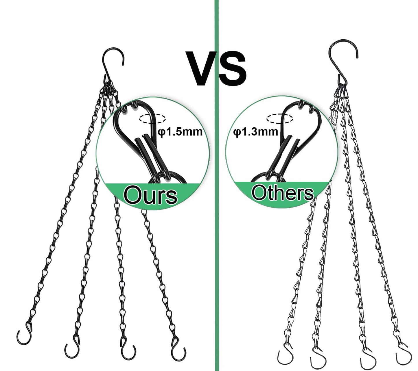 Heybe Hanging Baskets Chains 23 Inches 4 Leads Hanging Chains Flower Pot Hanger Replacement Plant Hangers for Planters and Lanterns, Pack of 3 (4 Legs)
