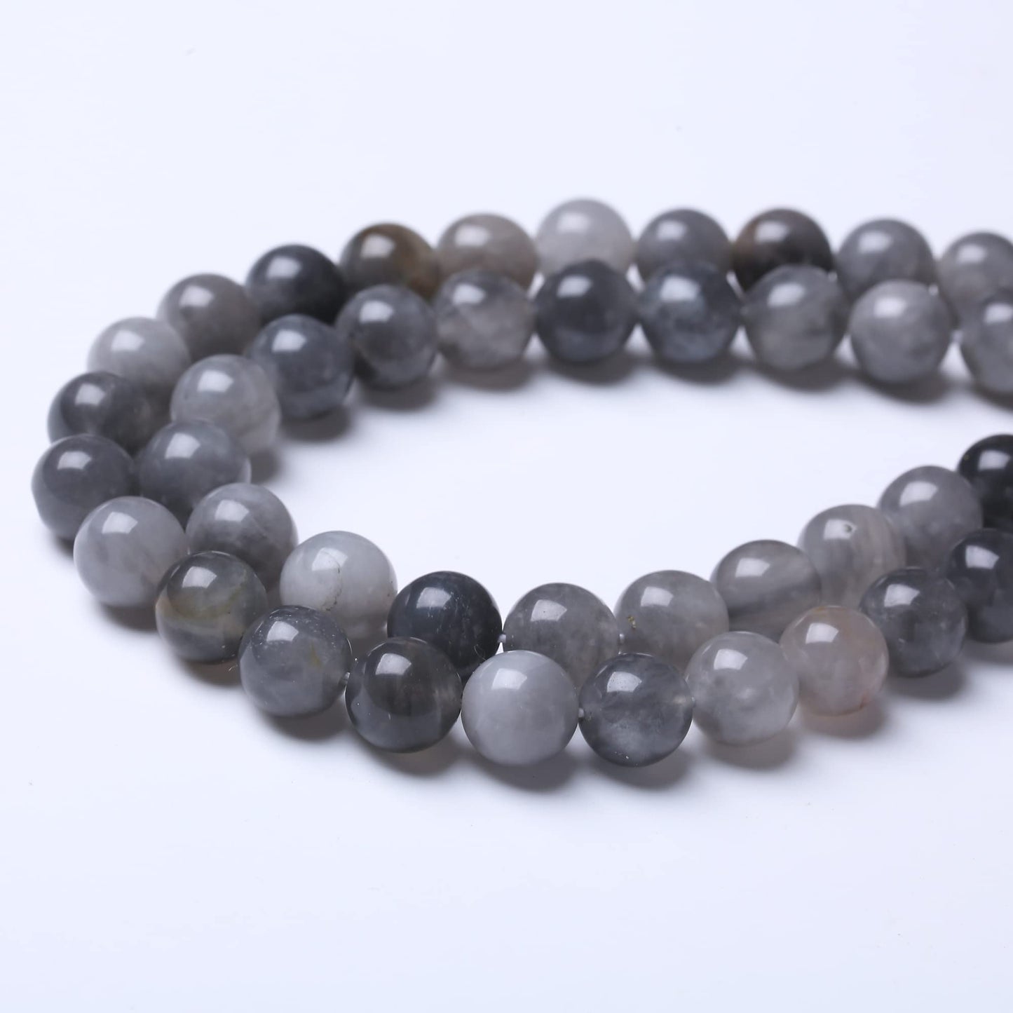 10MM Grey Crystal Round Loose Beads Natural Gem Beads Crystal Energy Stone Beads for Jewelry Making DIY Bracelet Necklace