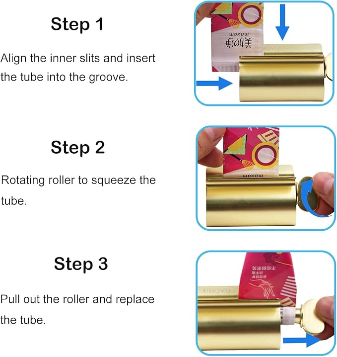 Toothpaste Squeezer - Metal Tube Squeezer Stainless Steel Tube Wringer UDQYQ Toothpaste seat Holder Stand (Matt Gold)