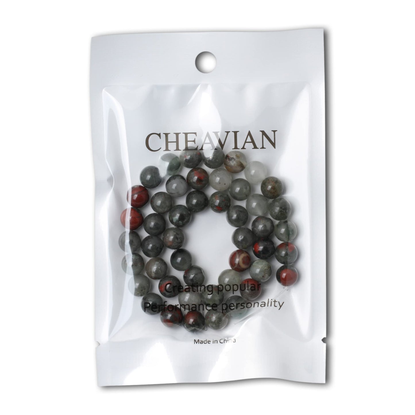 CHEAVIAN 45PCS 8mm Natural African Bloodstone Gemstone Smooth Surface Round Loose Beads for Jewelry Making 1 String 15 Inches