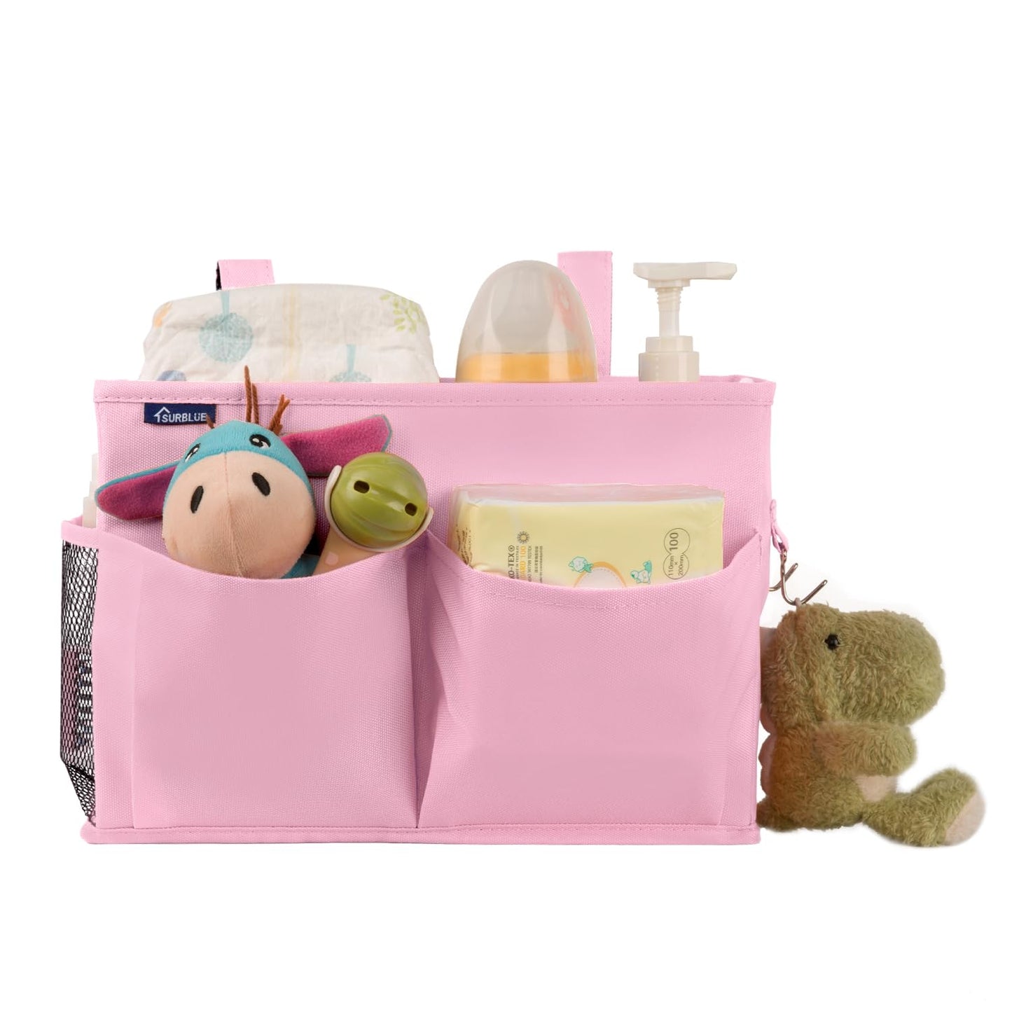 Surblue Caddy Hanging Organizer Bedside Storage Bag for Bunk and Hospital Beds, Pink, Small