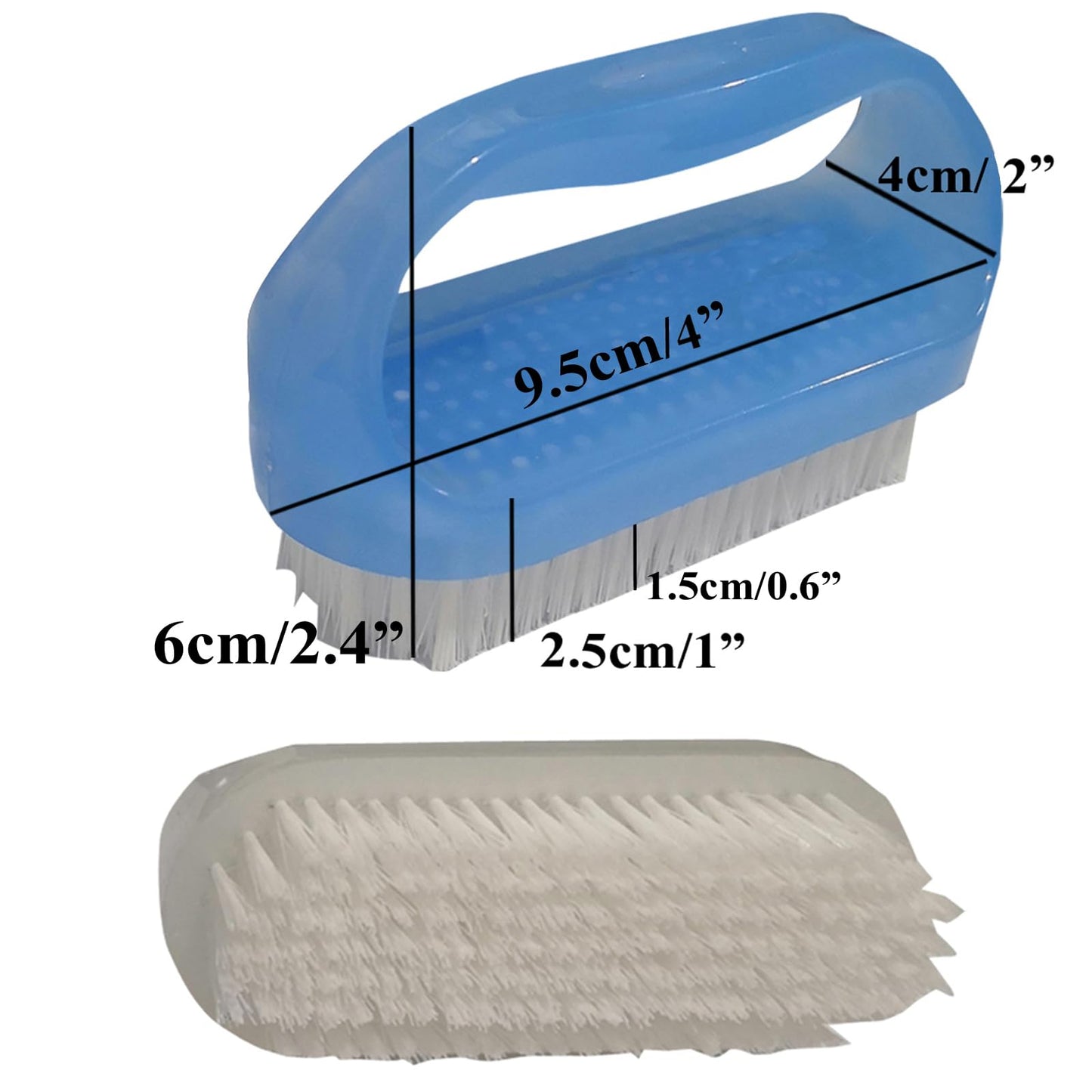 NewFerU Nail Brushes X 4 for Cleaning Hands, Fingers, Feet & Toes with Cuticle Cleaner, Small Soft Nylon Bristle Scrub Set with Handle for Fingernail Manicure & Toenail Pedicure