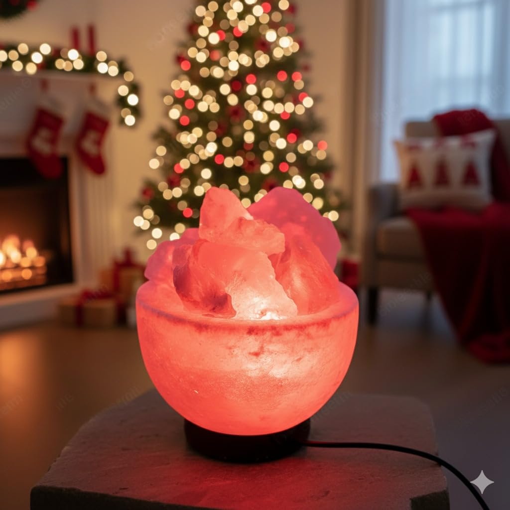 NatureBoost Himalayan Salt Lamp, USB Powered, Night Light Color Changing Lamp,Unique Gift Idea (Bowlnew)