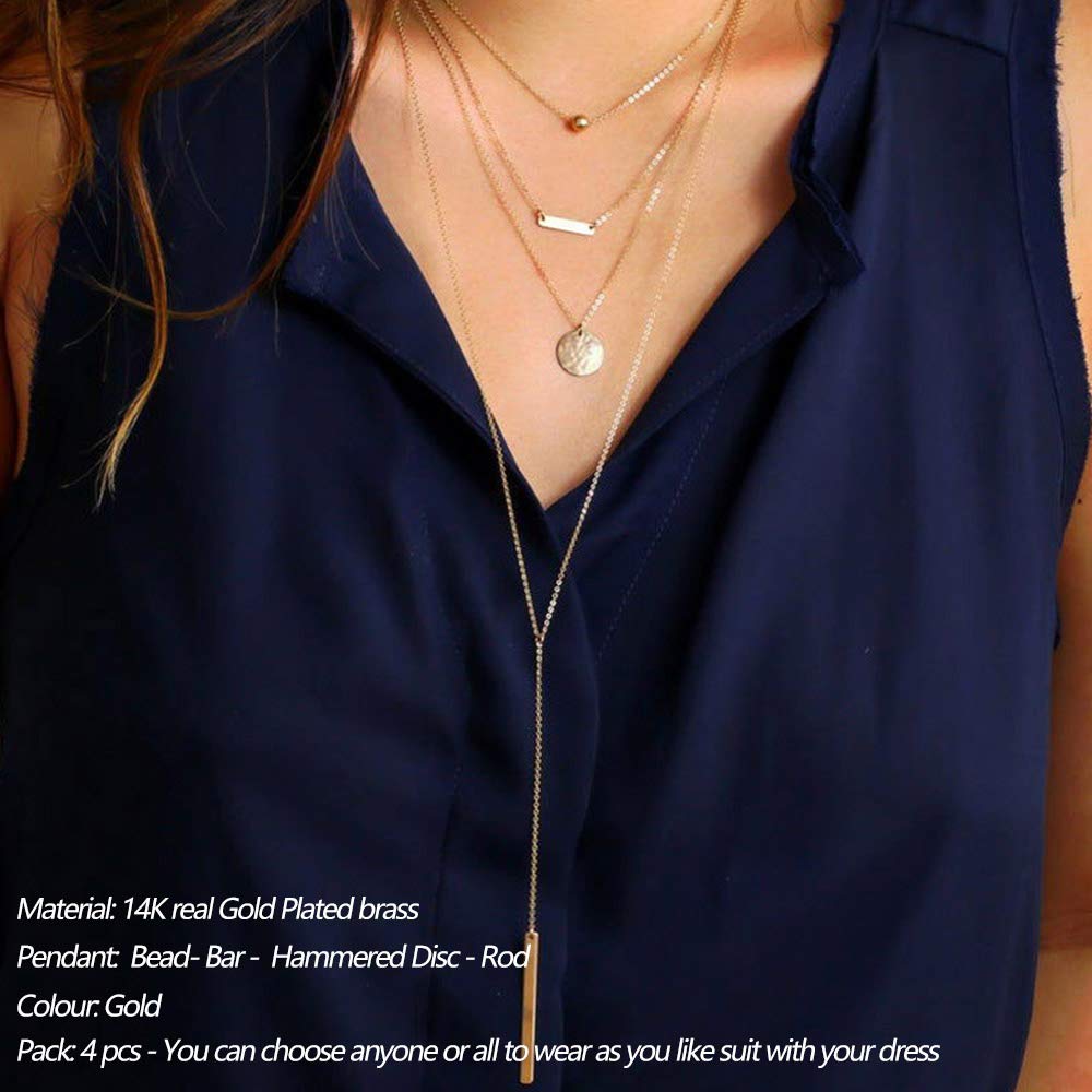 Turandoss Layered Necklaces for Women Choker Bar Hammered Disc Necklace Womens Layering Necklaces for Women