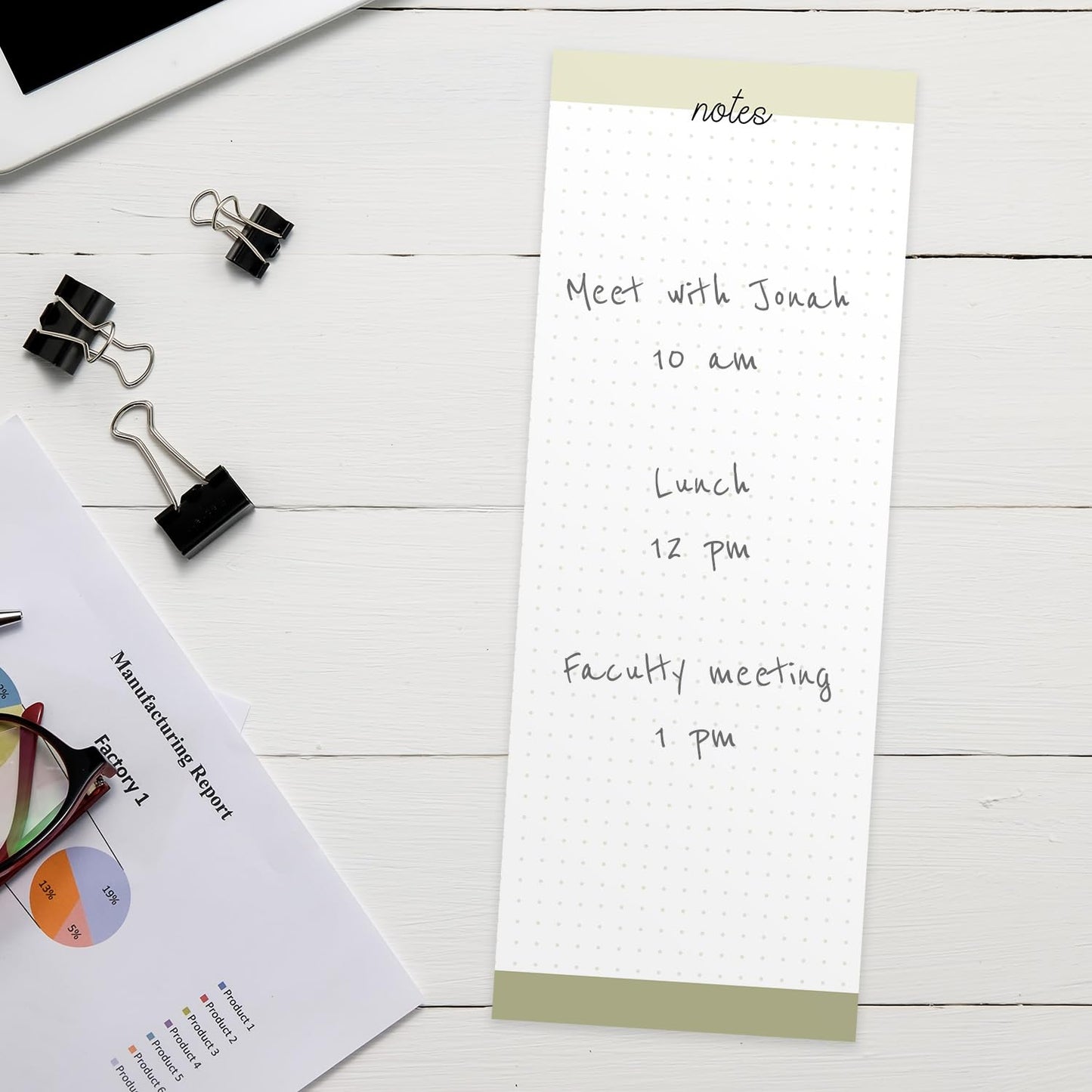 Productivity Sticky Note Assortment/Set of 3 Multi-Color Note Pads / 3" x 8" Daily Task Trackers / 50 Sheets Per Pad/Made in USA