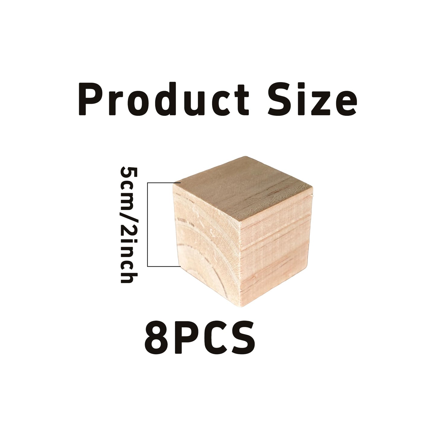 Runseaway 8Pcs 2inch Unfinished Natural Wooden Cubes, Square Craft Wood Blocks for DIY Projects, Blank Wood Squares for Art, Building, Personalized Crafts, Wedding Decor, and Creative Displays