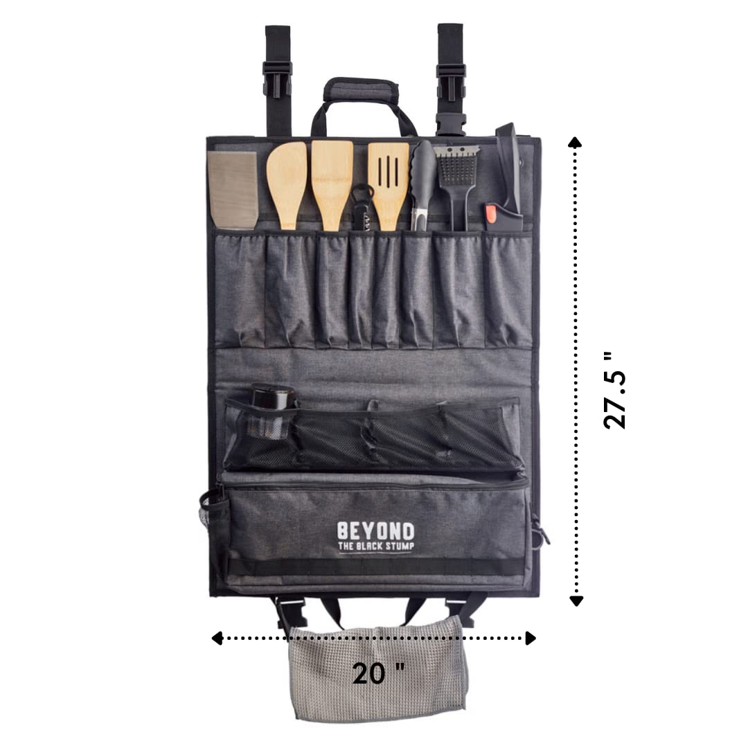 Beyond the Black Stump Camp Kitchen Organizer and Utensil Kit - Set of 14 - Travel Organizer - Grill Accessories - Portable Camping Gear