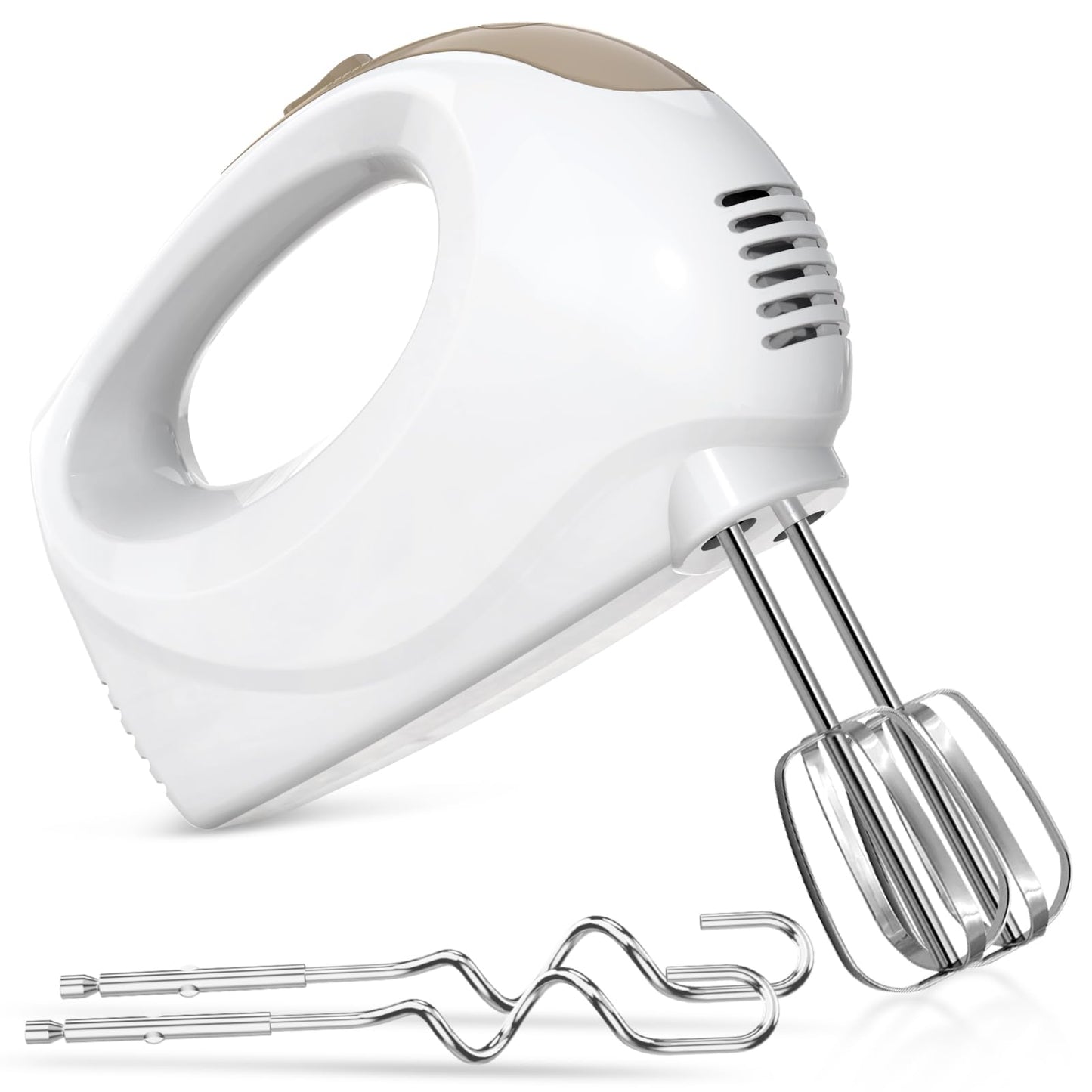 Showvigor Electric Hand Mixer, 5-Speed Handheld Mixer with Stainless Steel Whisk & Beaters, Lightweight Portable Kitchen Mixer for Baking, Mixing, and Cooking
