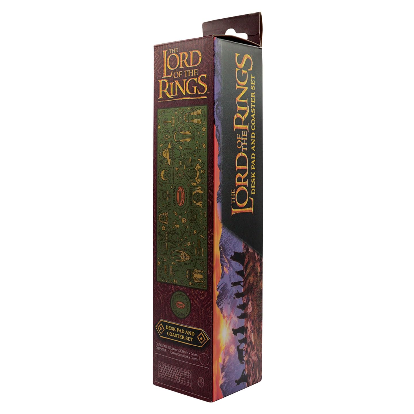 The Lord of the Rings Desk Pad & Coaster Set – Large Computer Gaming Mouse Mat with Matching Drink Coaster, Middle-Earth Map Design, Officially Licensed Item