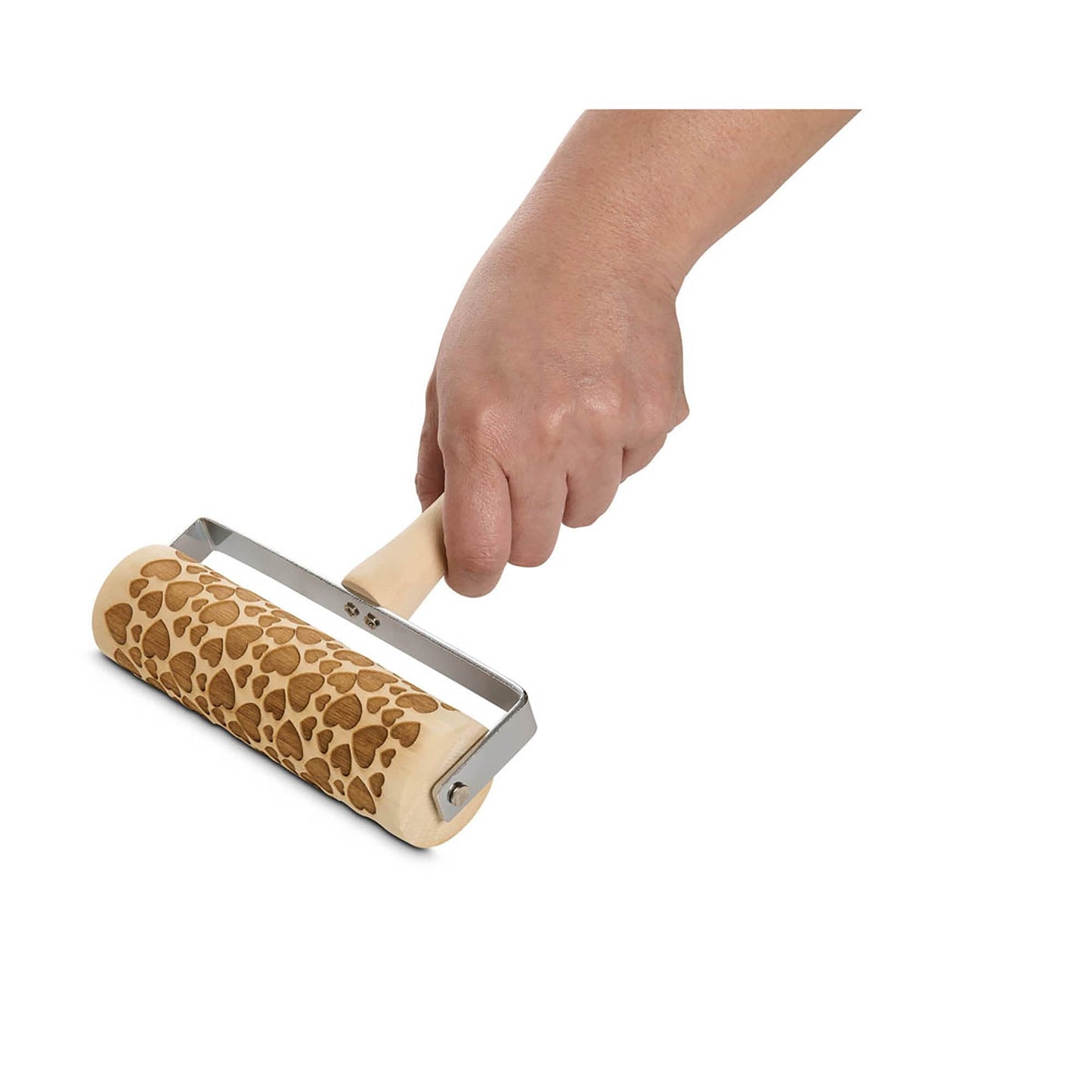 Mrs. Anderson’s Baking Mini Embossing Rolling Pin, Hearts Design, Poplar Wood and Chrome-Plated Iron