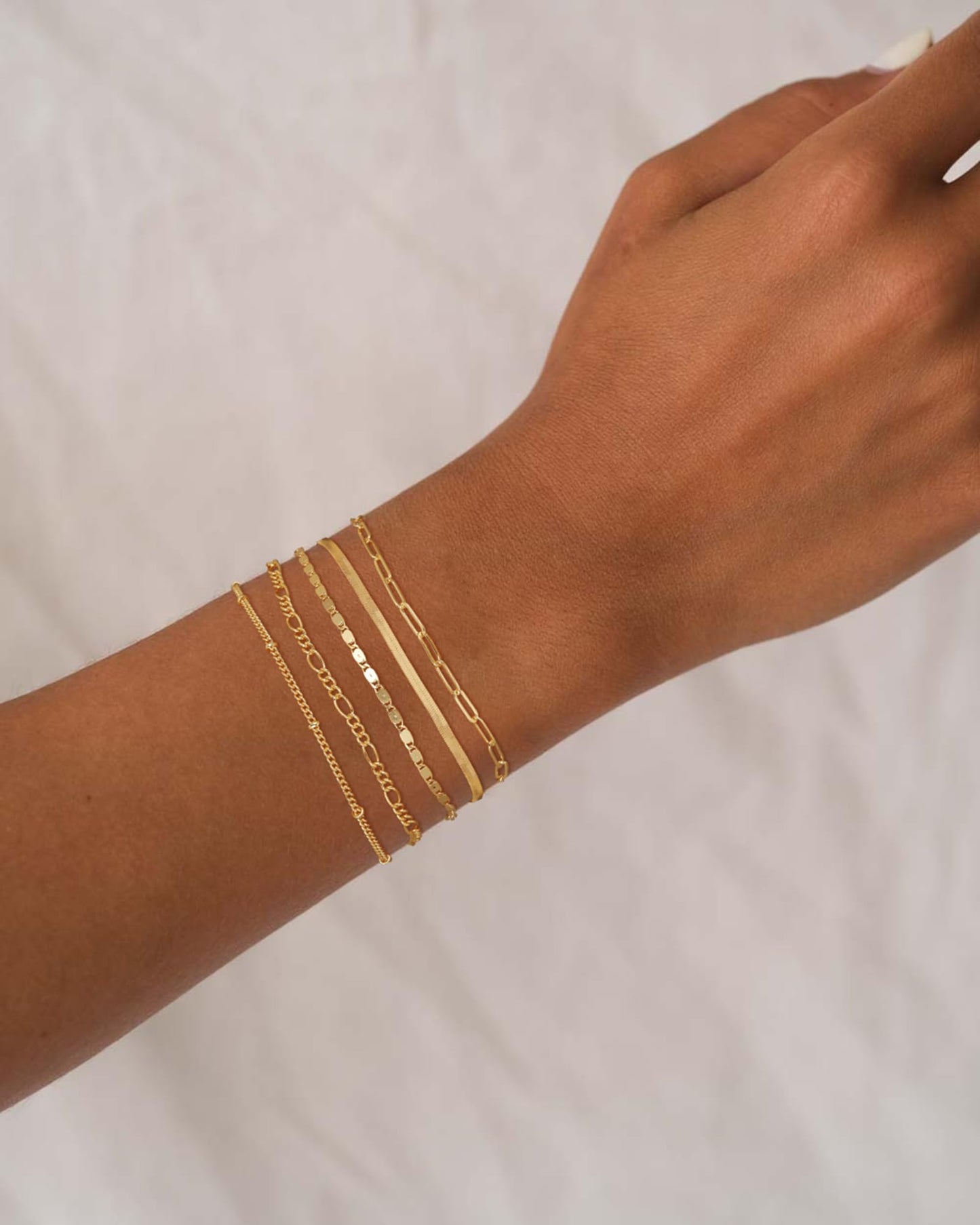 DEARMAY 14K Gold Plated Bracelets for Women Trendy Gold Jewelry Set for Women Cuban Link Chain Figaro Paperclip Rope Herringbone Bracelet Pack Gifts