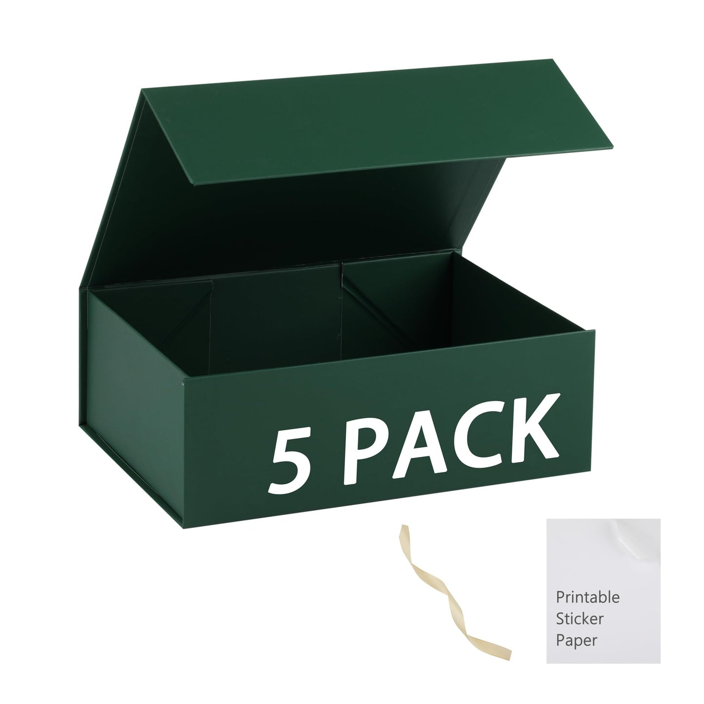 MUMUPACK Green Gift Box,10x7.3x3.5 Gift Boxes With Lids For Presents Includes Ribbon And Diy Printable Sticker Paper,Bridesmaid Proposal Box,Magnetic Gift Box For Birthday,Wedding,Graduation