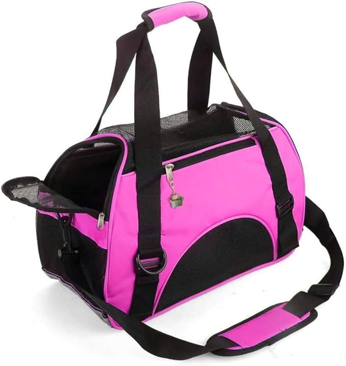 ZaneSun Cat Carrier,Soft-Sided Pet Travel Carrier for Cats,Dogs Puppy Comfort Portable Foldable Pet Bag Airline Approved (Medium-LightPink)