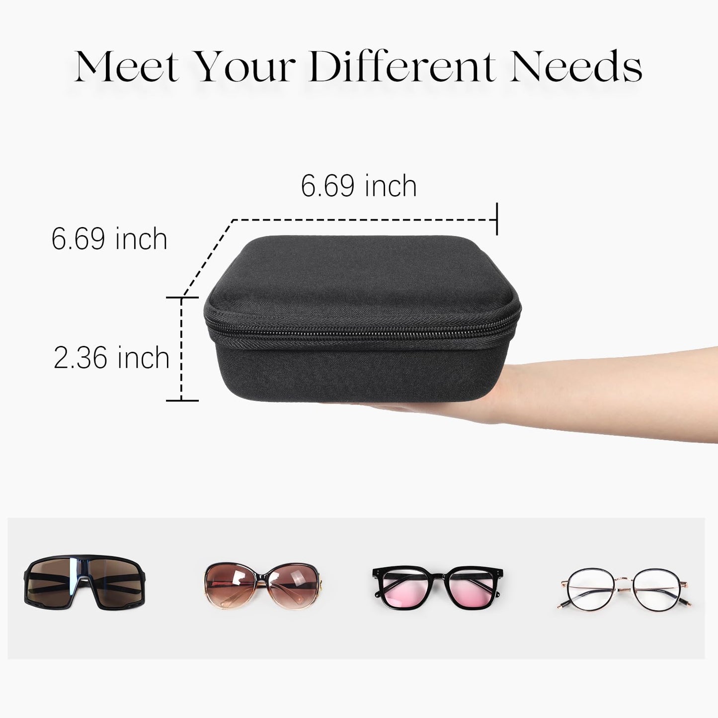 Likbry Travel Sunglasses Organizer Cases, Adjustable Slots Eyeglasses Case for Multiple Pairs, Portable Storage Box for Women