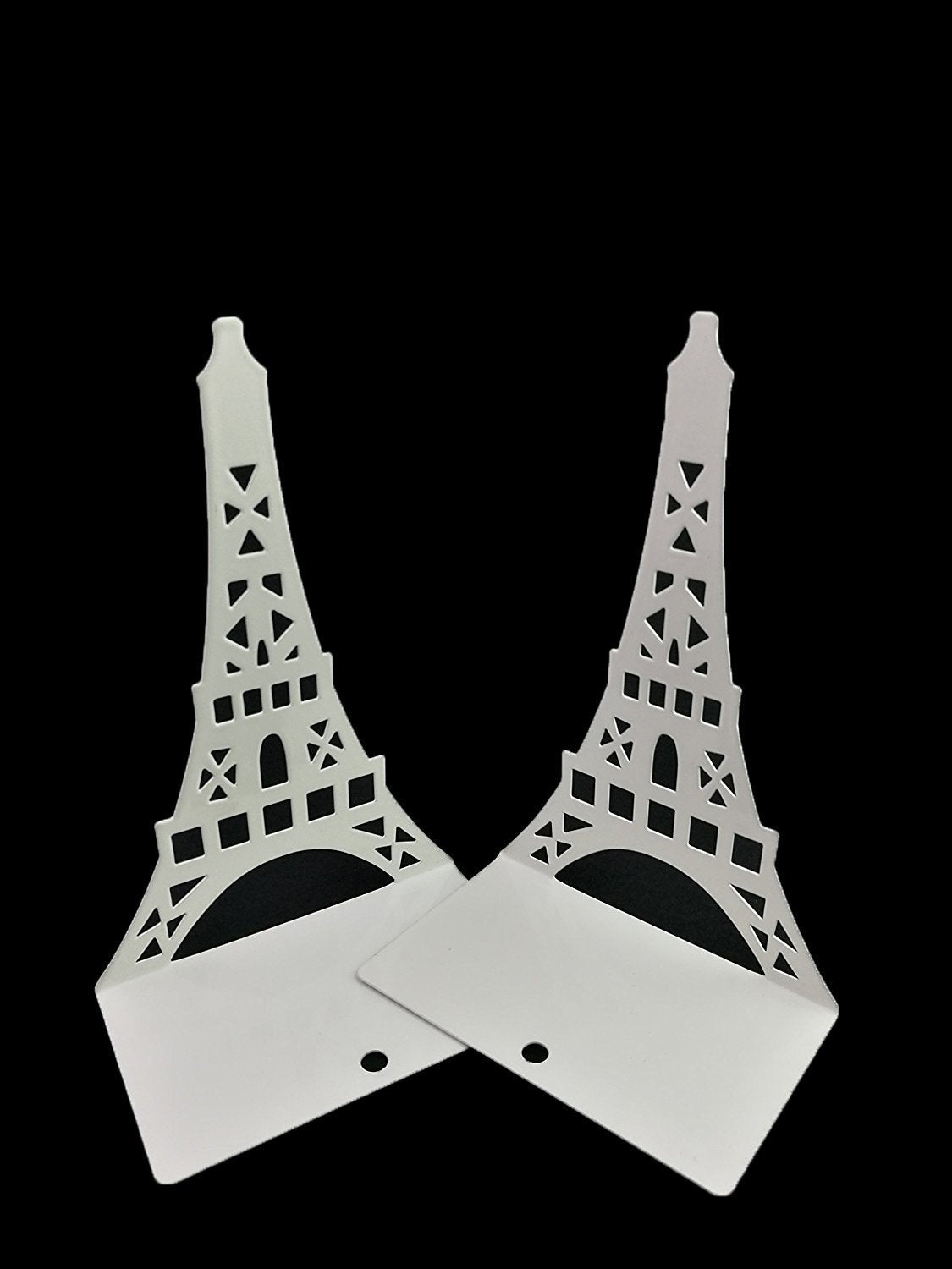 One Pair Creative Paris Eiffel Tower Book Organizer Metal Bookends for Kids School Library Desk Study Home Office Decoration Gift (White)