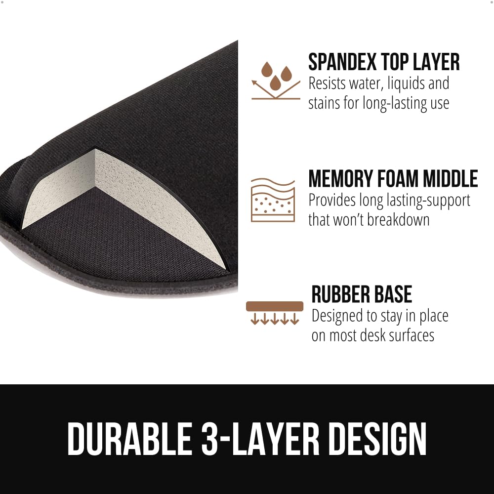 GORILLA GRIP Silky Memory Foam Keyboard Wrist Rest for Computer and Mouse, Ergonomic Typing Support Pad, Desk Office Supplies, Gaming Accessories, Hand & Arm Mousepad Cushion and Coaster Set, Black